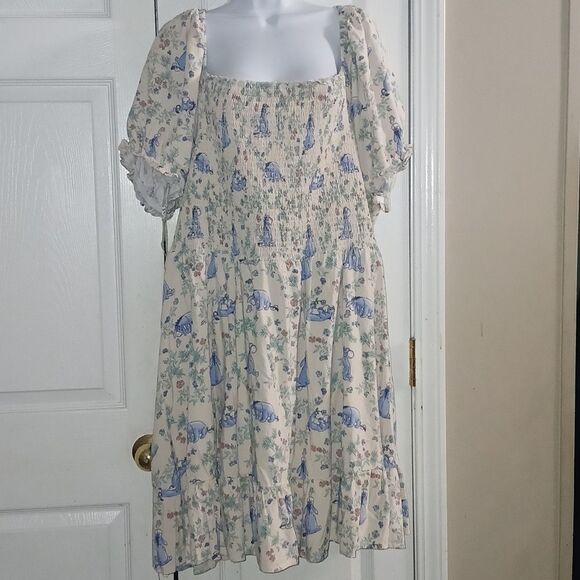 Disney Box Lunch Eeyore Floral Smock Dress hidden pockets Sz 4 (4x 24/26) EUC - Picture 1 of 12